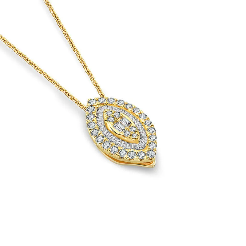 18k Gold 2 ways Marquise Diamond Necklace