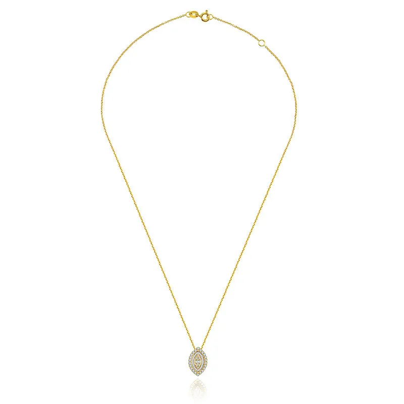 18k Gold 2 ways Marquise Diamond Necklace