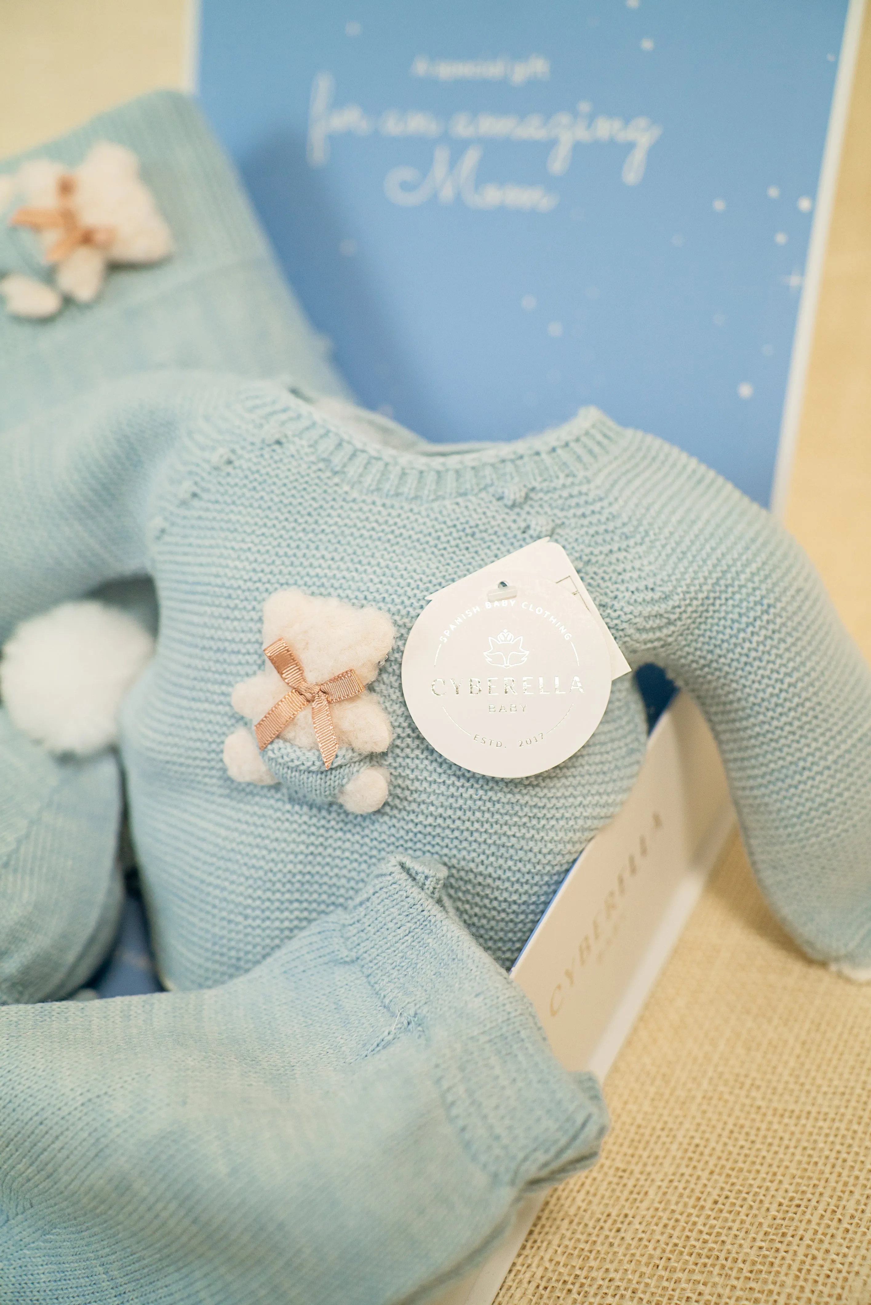 BABY BLUE Dream Four Pieces Knitted Outfit for Newborn #9405