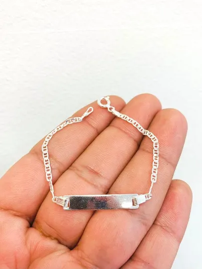 Baby ID Bracelet / Mariner Link Bracelet / 925 Sterling Silver Baby Bracelet / Silver Bracelet / ID Bracelet / Kids Bracelet / Kids Jewelry / Childrens Bracelet / Pulsera para Ninos / Pulsera de Plata