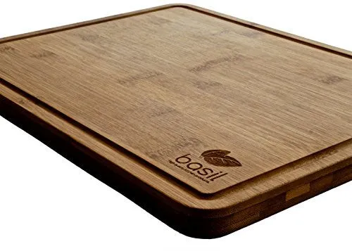 Basil | Tabla de cortar y cocina bambú | extra grande | 39 cm x 30 cm x 1,8 cm para cocinar, hornear, cortes | Machete – Tabla para cortar – Tabla para servir – trinchar – Tabla de cocina, incluye instrucciones de cuidado y garantía de satisfacción.