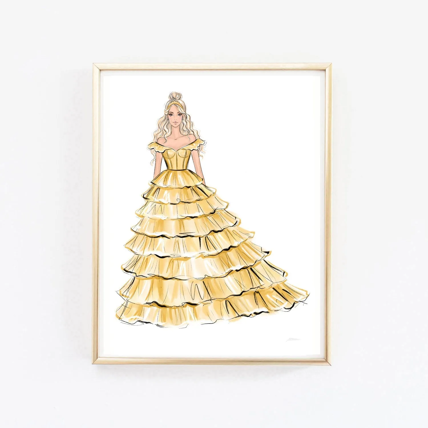 Belle fashion illustration princess art print fashion illustration