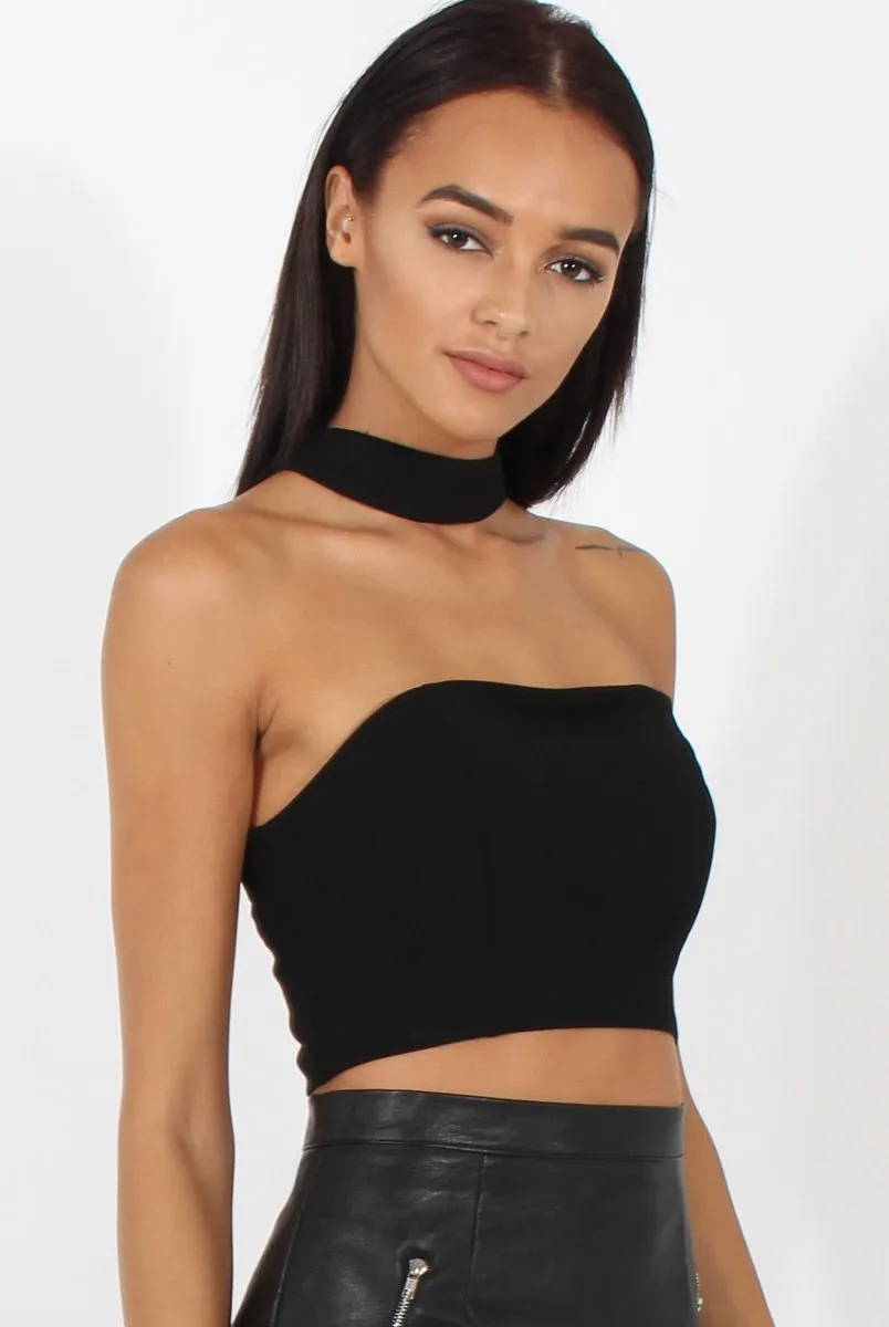 Black Choker Crop Top - Rhea