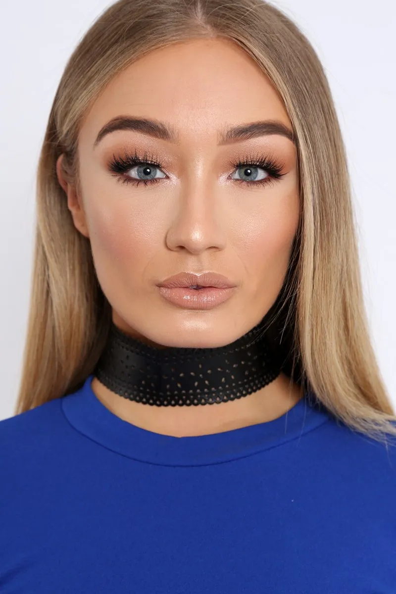 Black Wide Lasercut Choker - Tabia