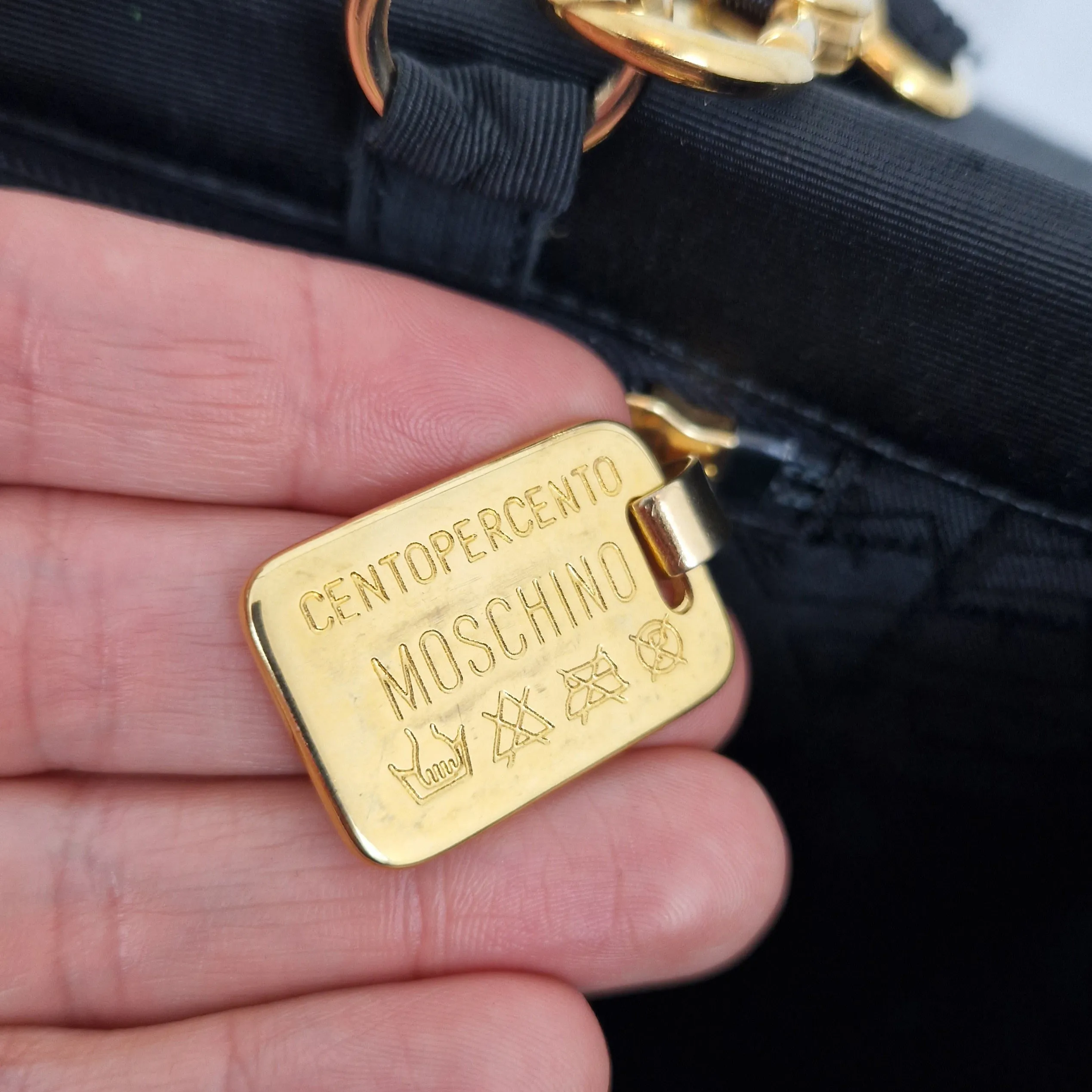 Borsa Moschino manico bolle oro