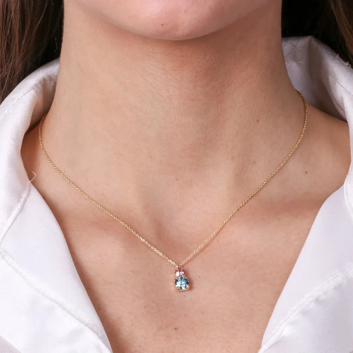 Collana in Argento con cristalli rosa e azzurro | Rohome