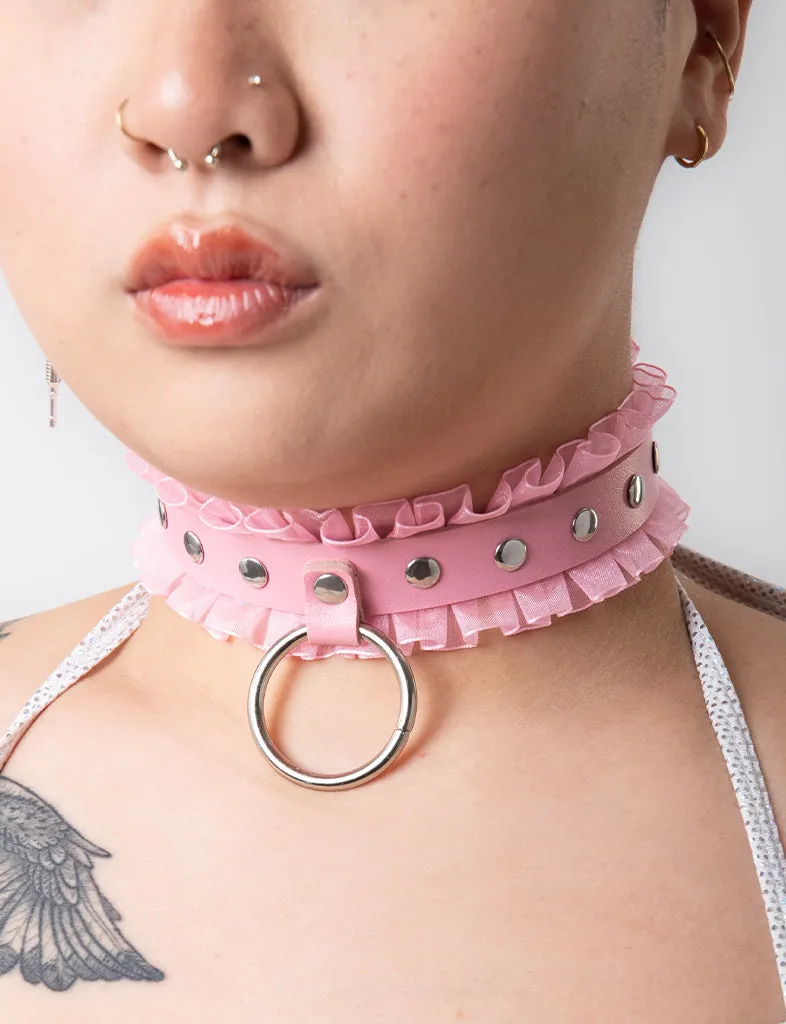 FRILL CHOKER - BABY PINK