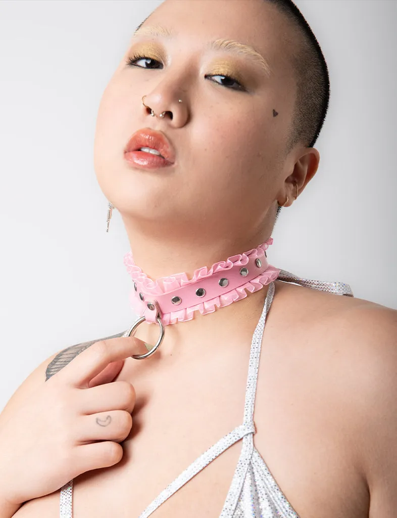 FRILL CHOKER - BABY PINK