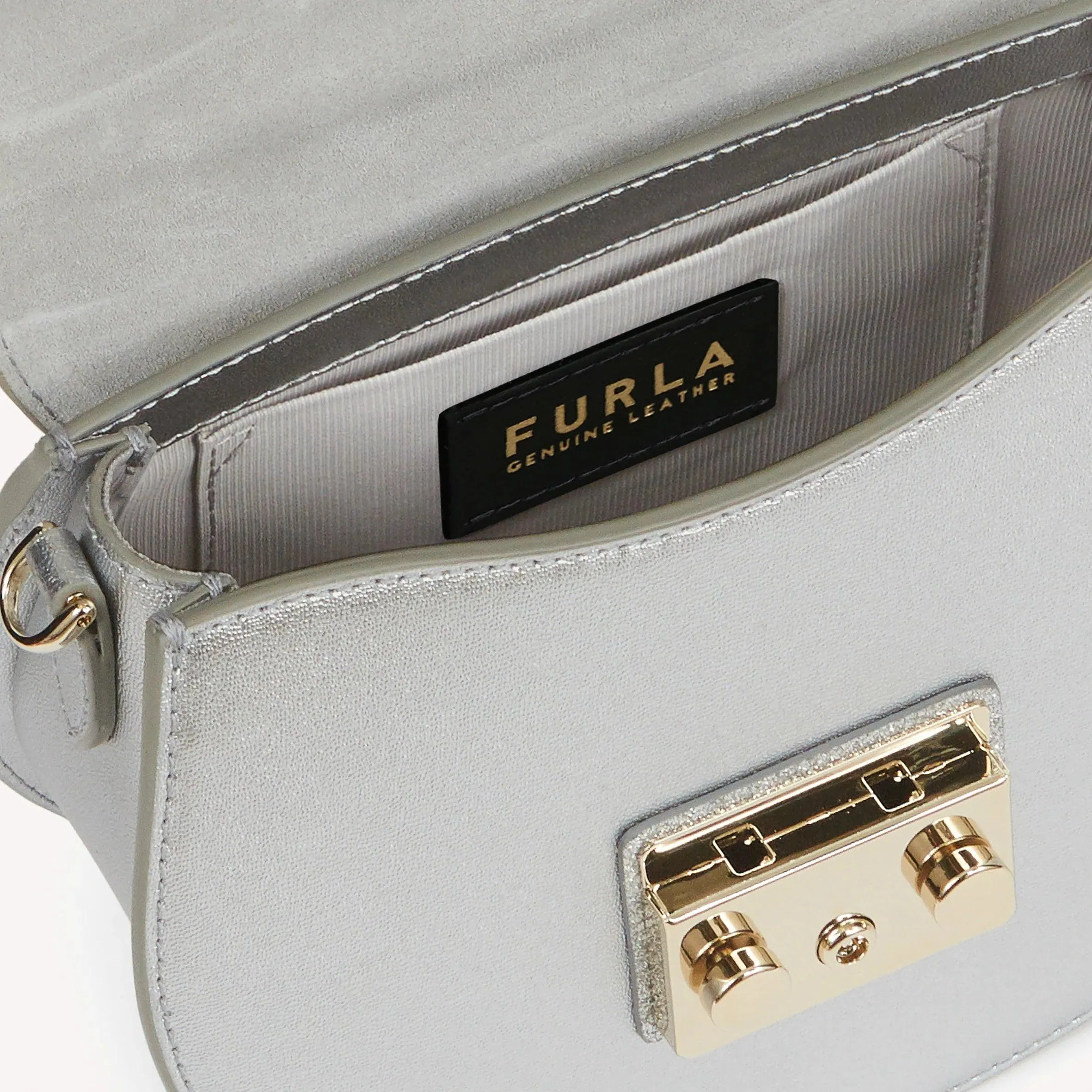 Furla Metropolis Mini Round Crossbody Bag - Platino Light Silver Argento