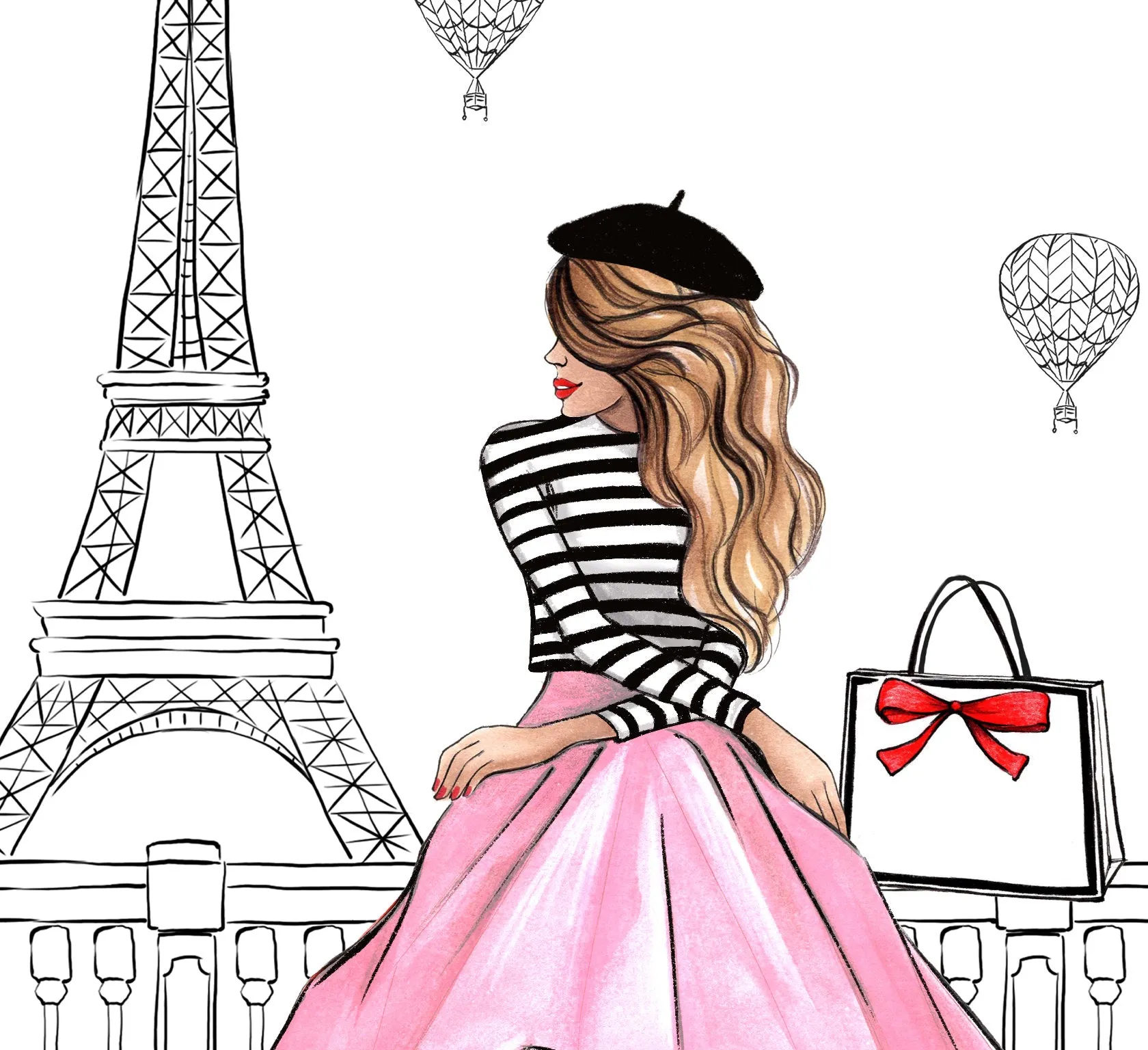 Girl in Paris art print fashion illustration