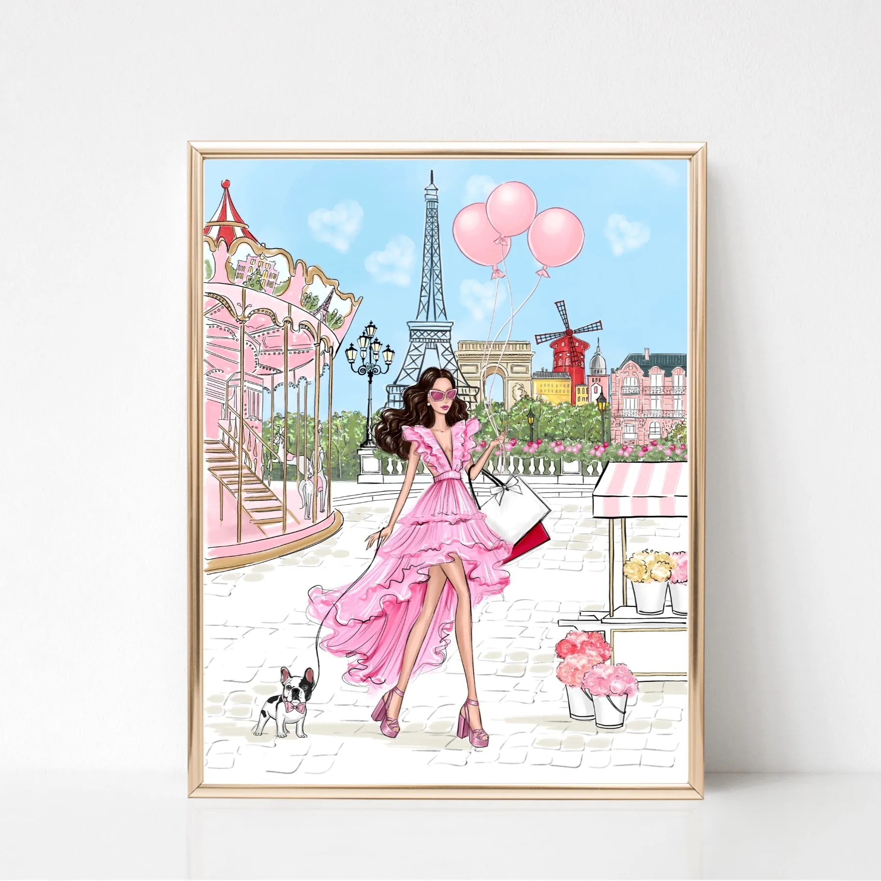 Girl in Paris Spring art print fashion illustration