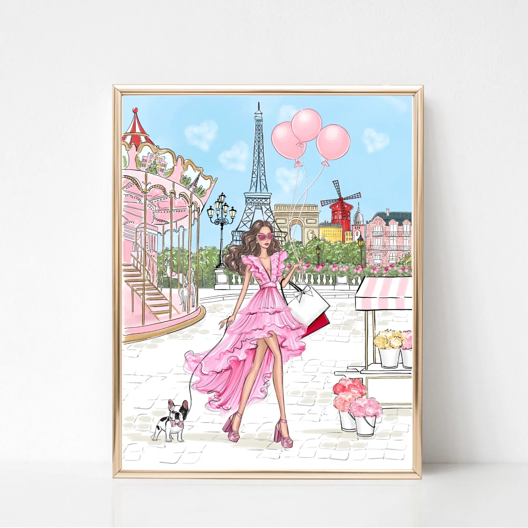 Girl in Paris Spring art print fashion illustration