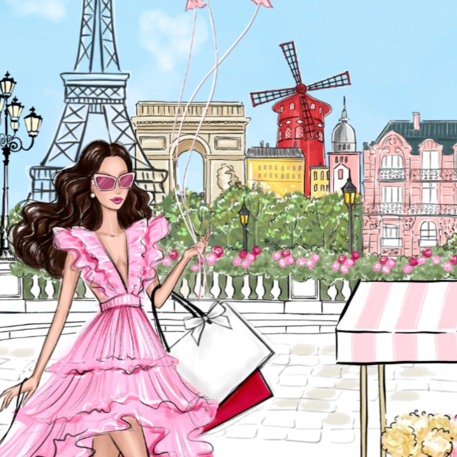 Girl in Paris Spring art print fashion illustration