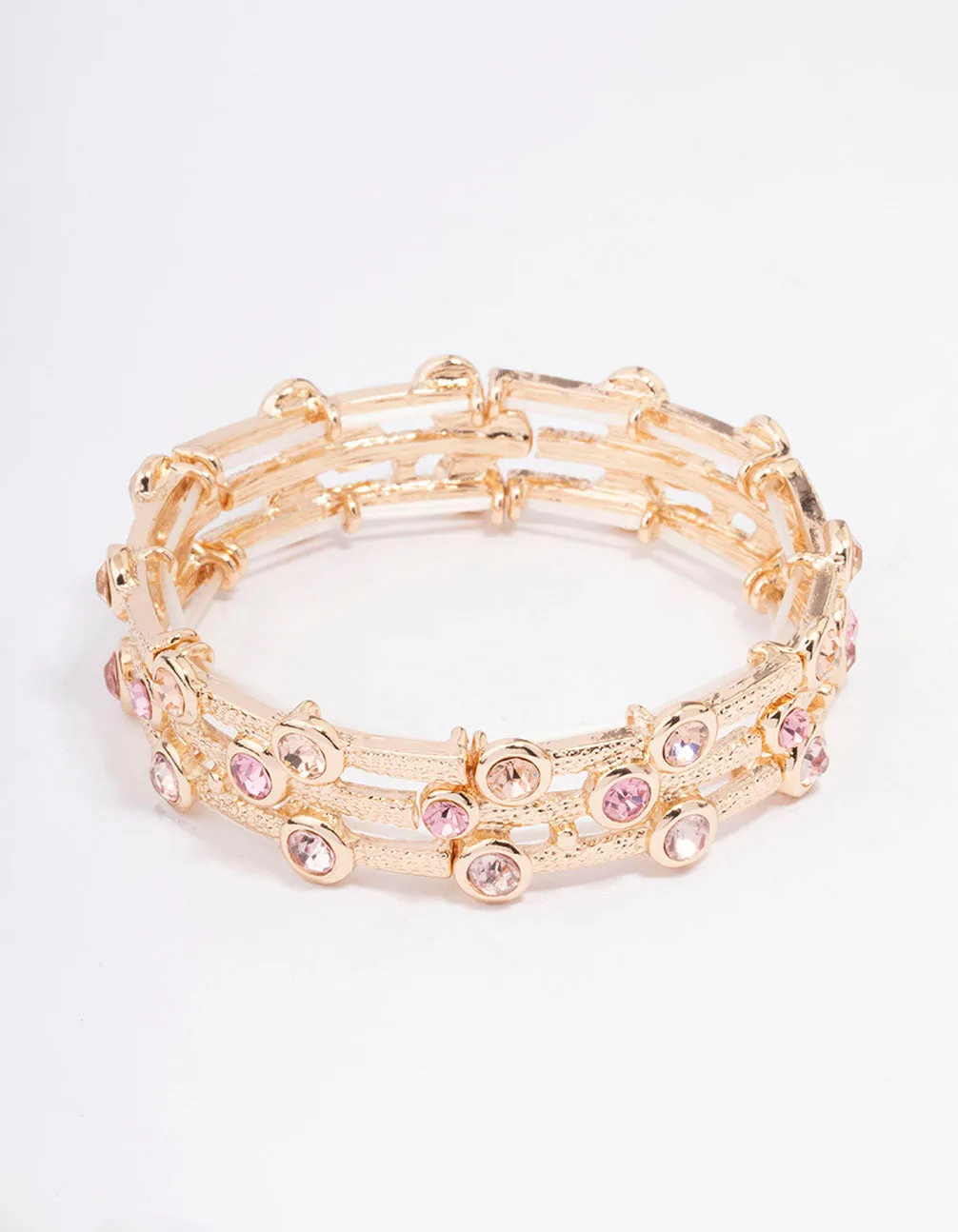 Gold Textured Diamante Bangle