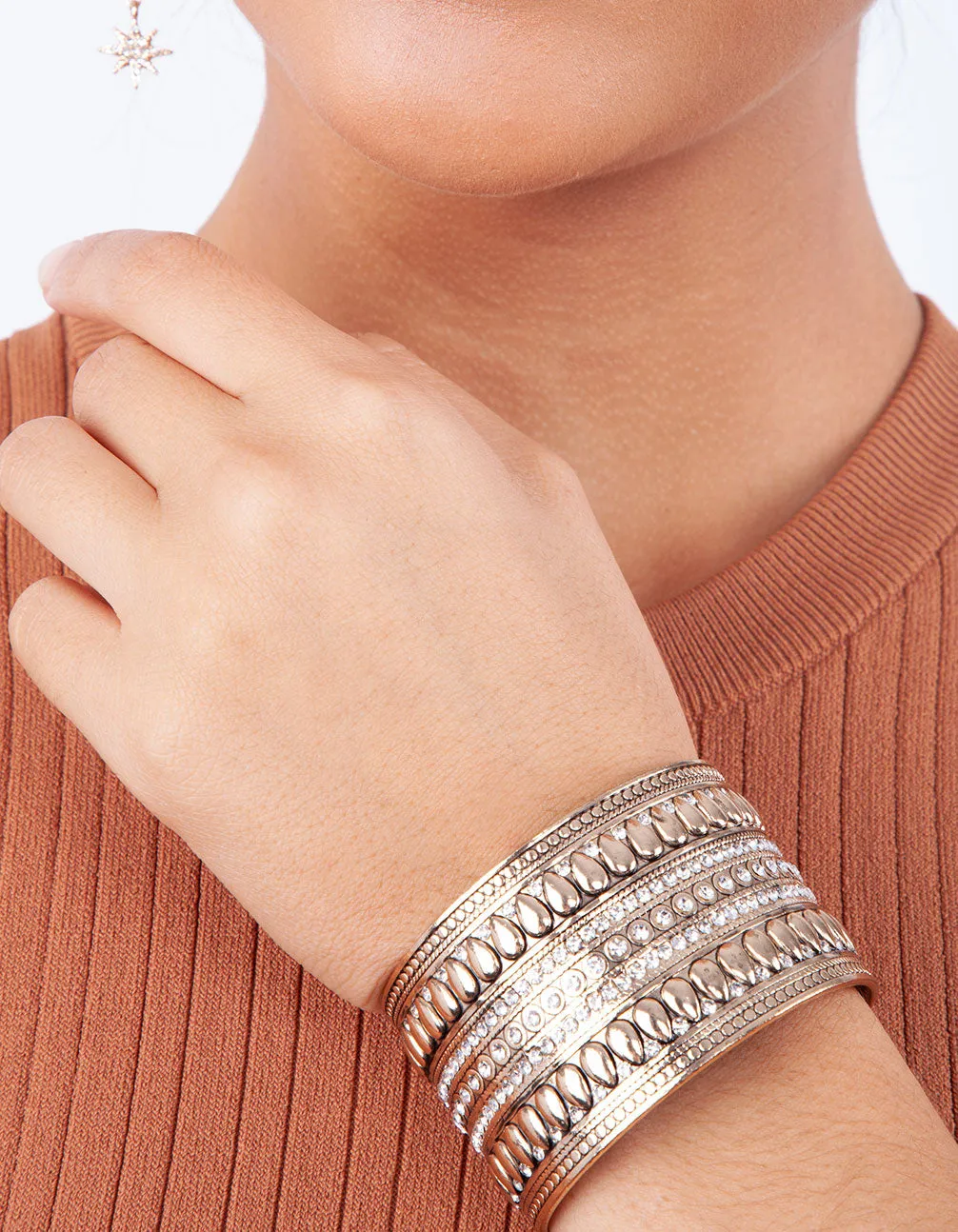 Golden Metal Diamante Cuff