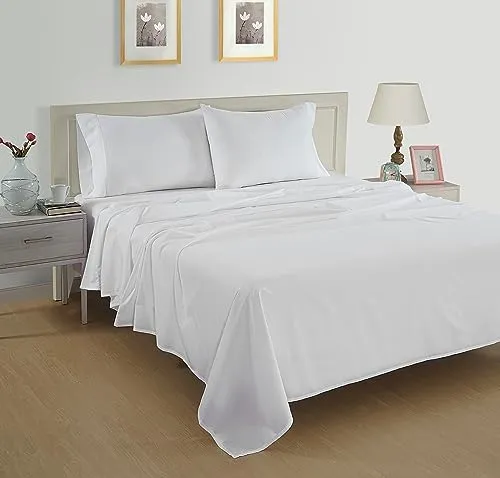 LANE LINEN 100% Organic Cotton Queen Sheets, 4-Piece bed sheets for Queen Size Bed Percale Weave Ultra Soft Best Bedding Sheets for Bed, Breathable, Fits Mattress Upto 15' Deep - White Queen Sheet Set