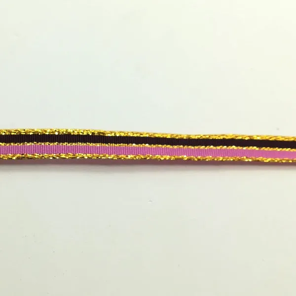 Nastro animato "Righina" Rosa/Viola/Oro - 8 mm