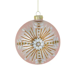 Pallina per albero di natale in vetro rosa con perle da Ø 12 cm pendaglio particolare EDG