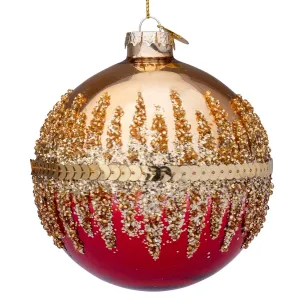 Palline per albero di Natale in vetro decorate color Show Oro Rosso