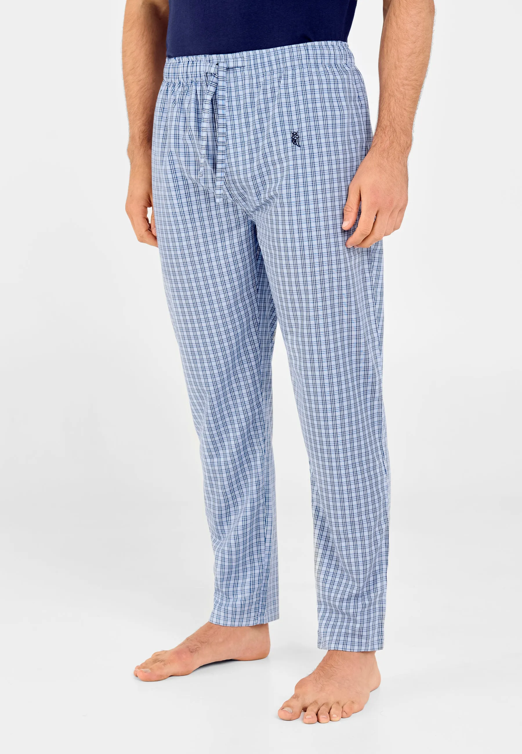 Pantalón Pijama Hombre Largo Popelín Cuadros - Azul 8983_36