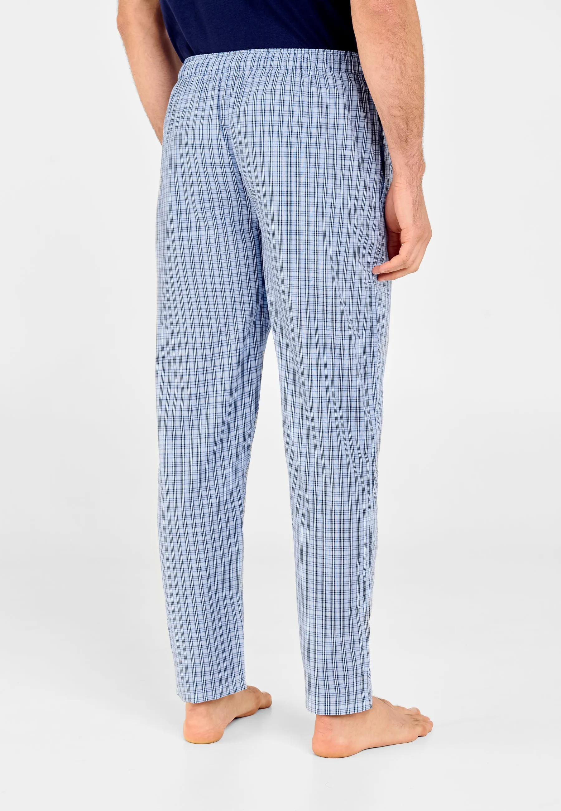 Pantalón Pijama Hombre Largo Popelín Cuadros - Azul 8983_36