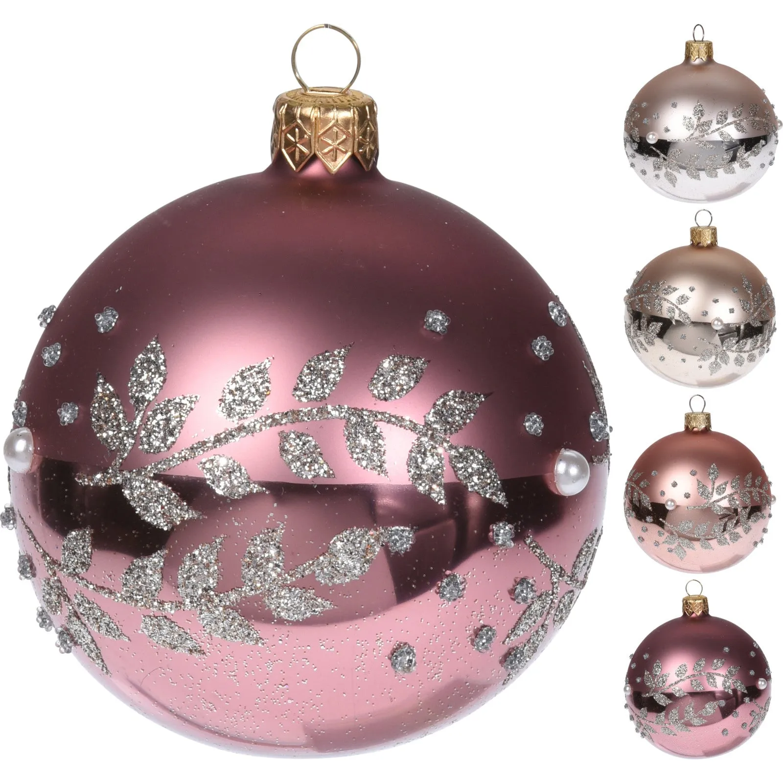 Pz 6 palline per albero di natale in vetro con Glitter da Ø 10 cm pendaglio decorato