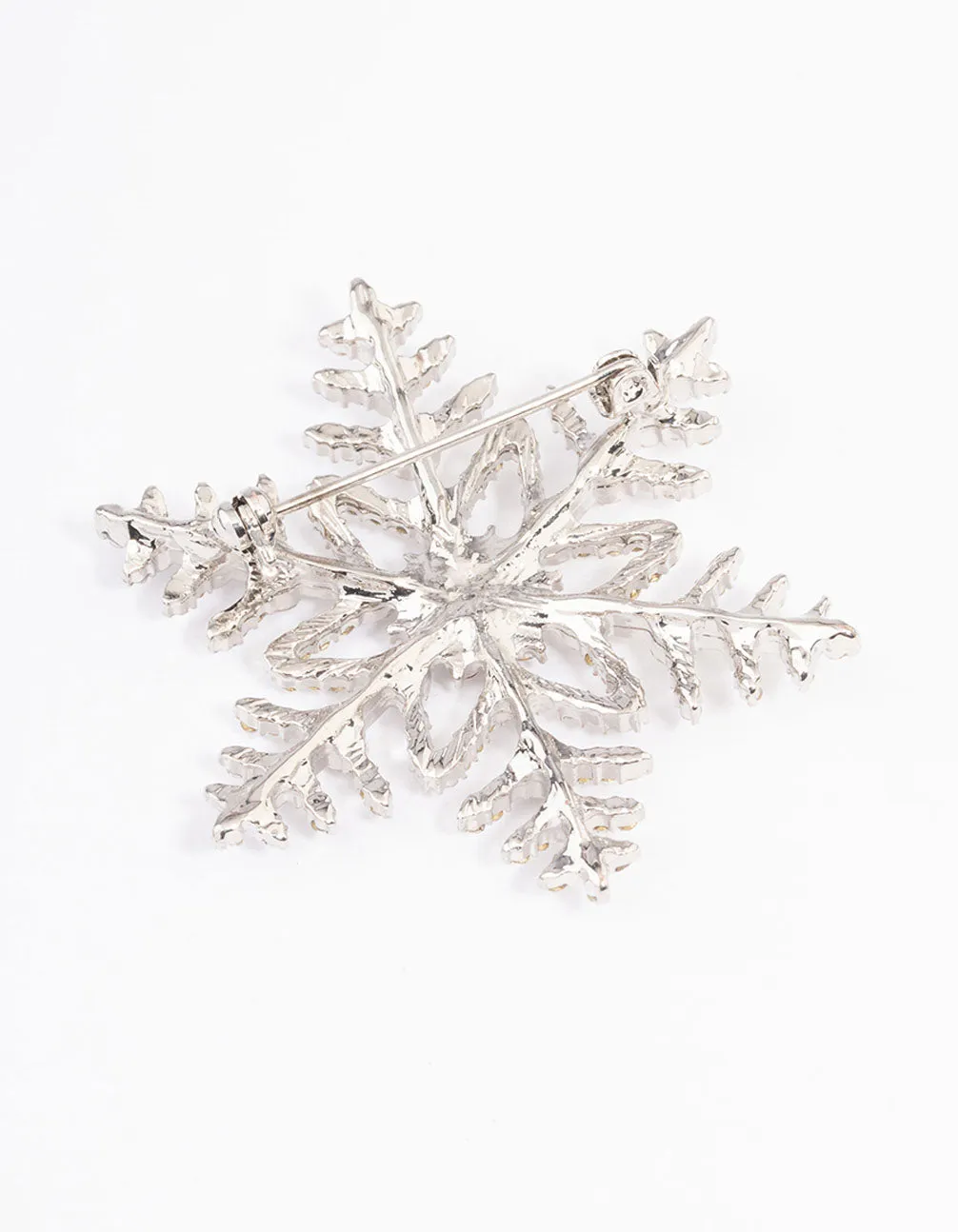 Rhodium Diamante Snowflake Brooch