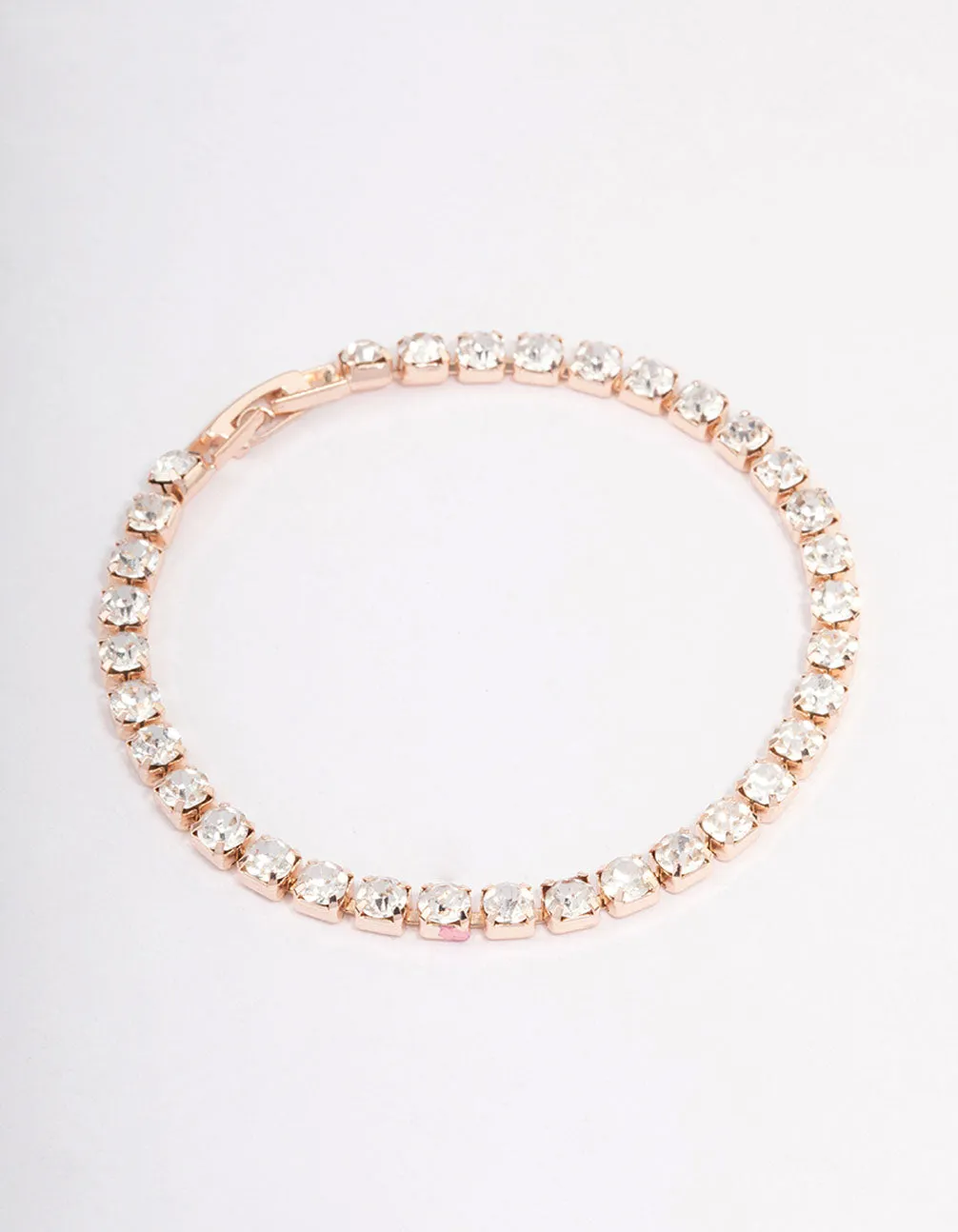 Rose Gold Diamante Round Stone Tennis Bracelet