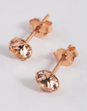 Rose Gold Plated Sterling Silver Diamante Stud Earrings 5mm