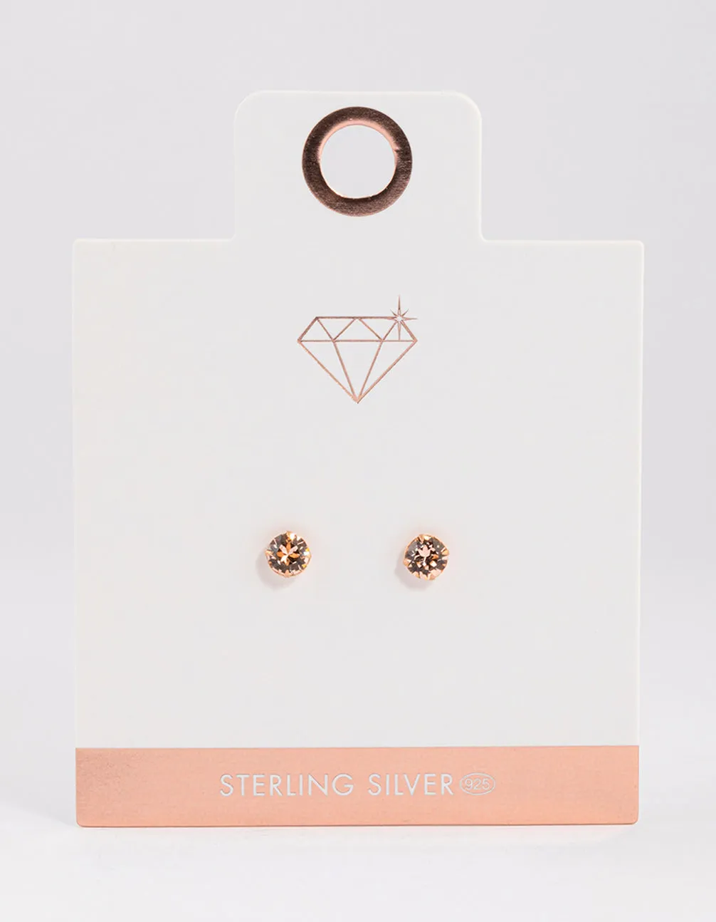 Rose Gold Plated Sterling Silver Diamante Stud Earrings 5mm