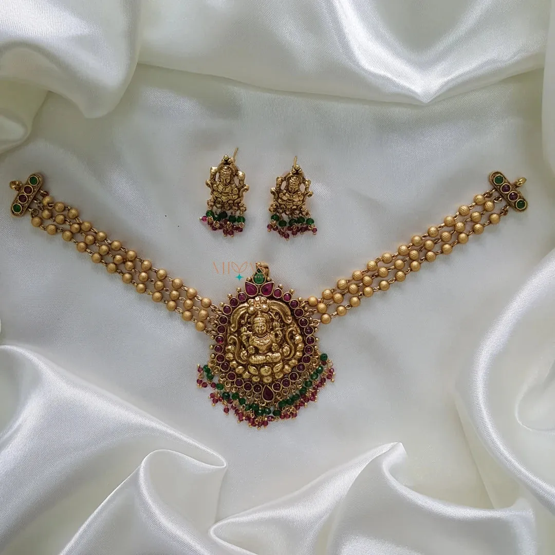 Royal Gold bead multi layer Lakshmi choker