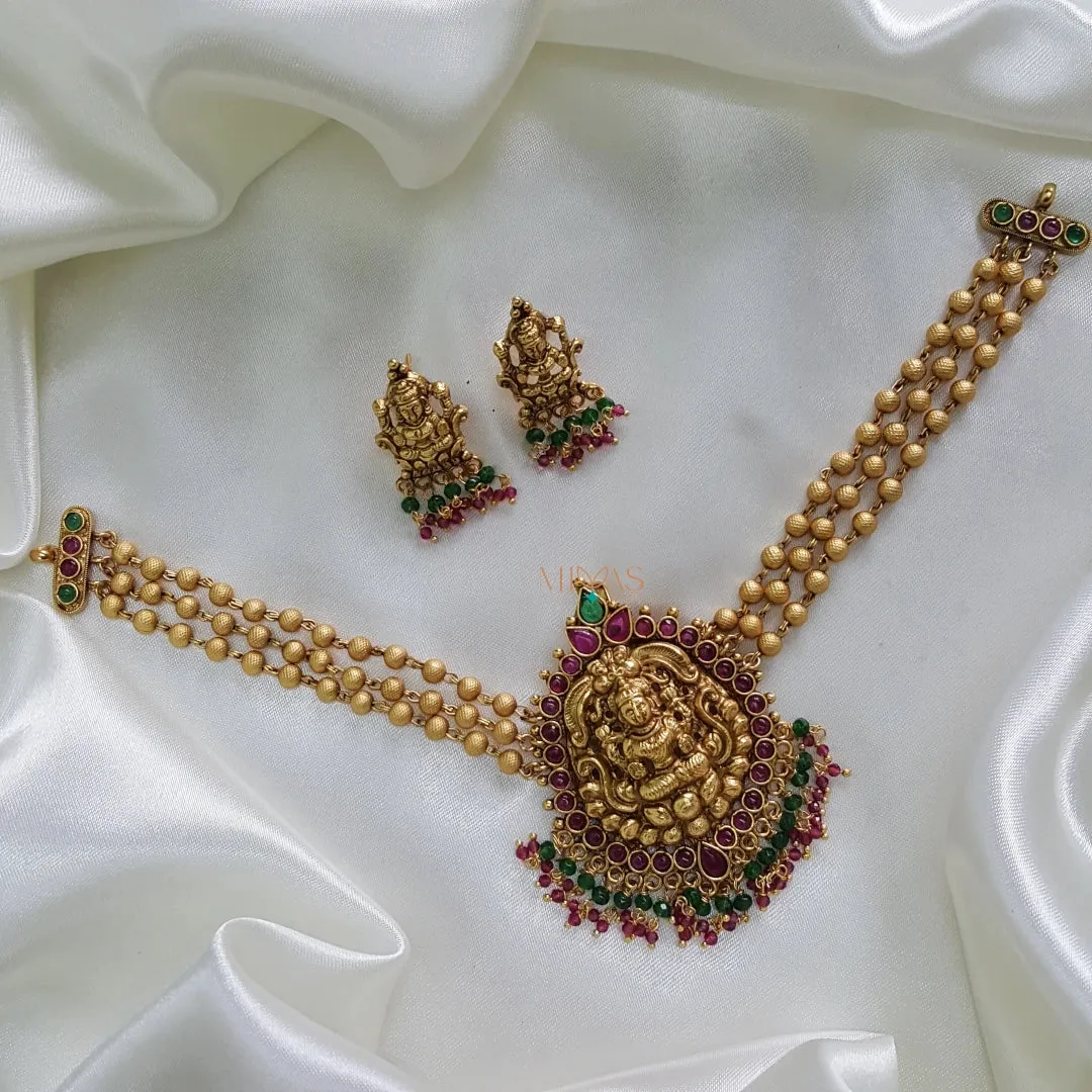 Royal Gold bead multi layer Lakshmi choker