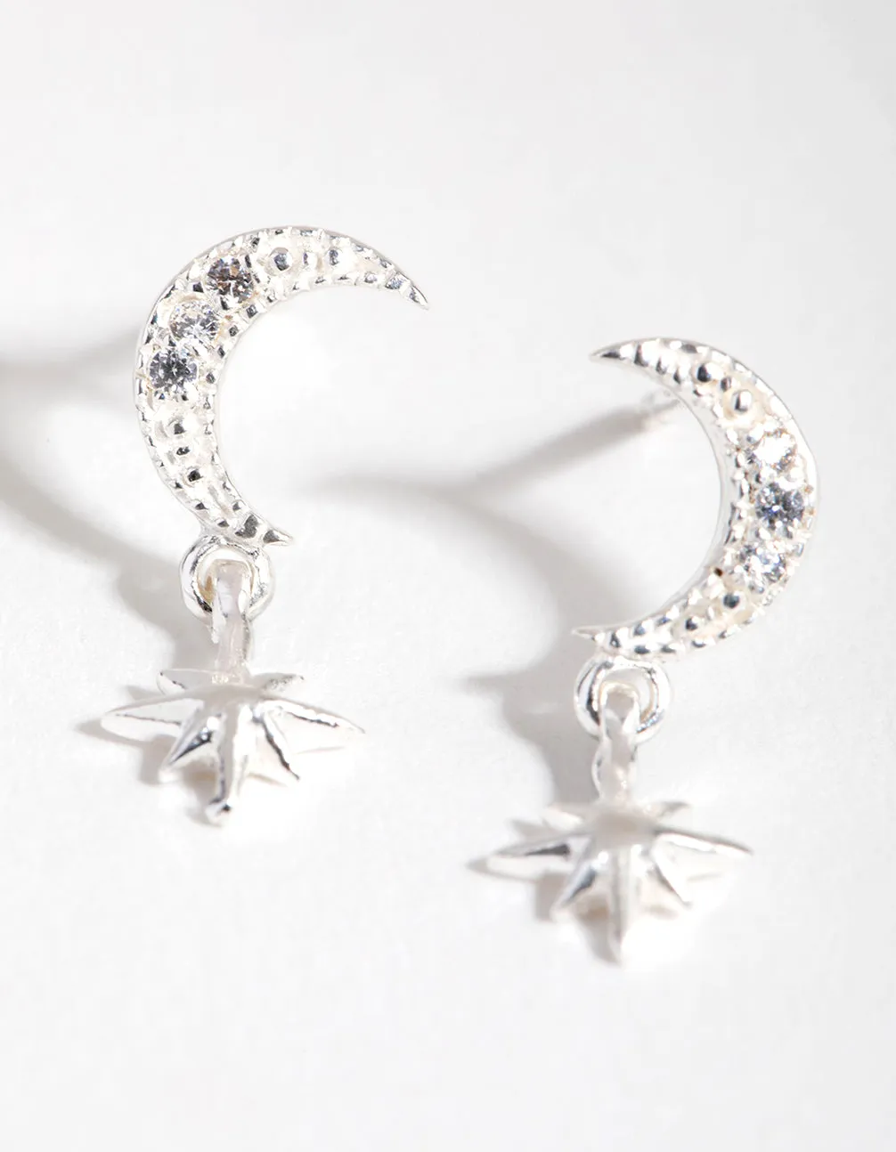 Sterling Silver Diamante Celestial Drop Earrings