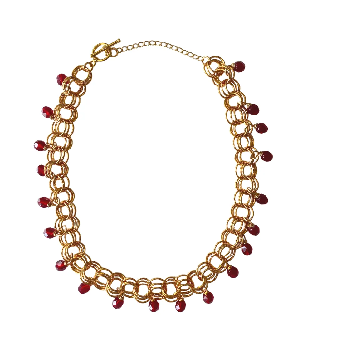 The Christina Choker in Garnet Red