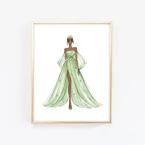 Tiana fashion princess art print fashion illustration