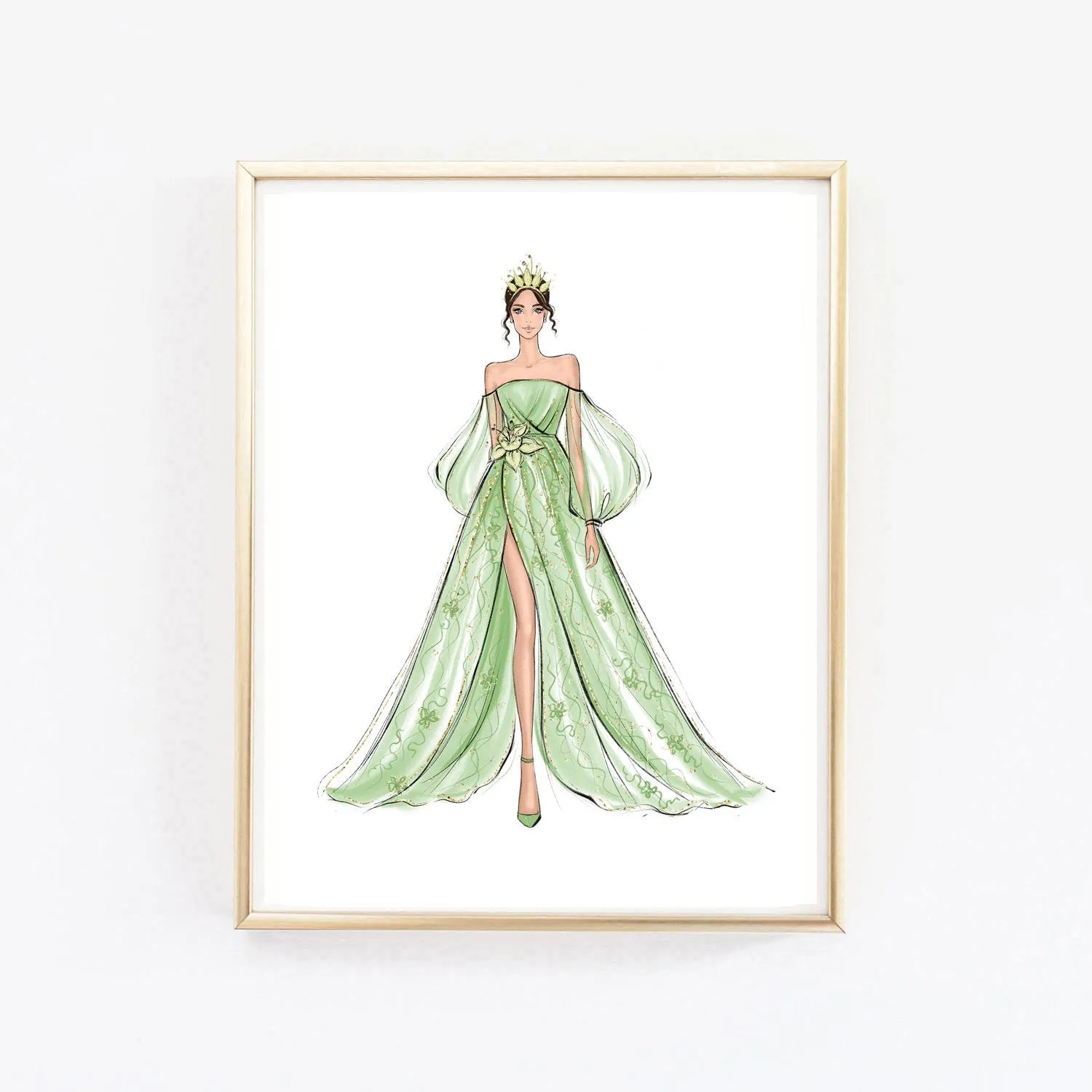 Tiana fashion princess art print fashion illustration